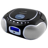 HANNLOMAX HX-309CD Portable CD/MP3 Boombox, AM/FM Radio, Bluetooth, USB Port for MP3 Playback, Aux-in, LCD Display, AC/DC Power Source (Black)
