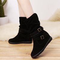 Hemlock Womens Booties, Ladies Winter Warm Calf Boots Slip On Snow Women Shoes Booties (US:6.5, Black)