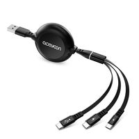 aceyoon USB C Retractable Cable 3in1 Charging Cord 4ft Micro USB C Multi Port Fast Charger and Data Sync Powerline Cable Compatible for Galaxy S10/S9/S8, P30/P20/Mate20, Pixel 2/3 and More