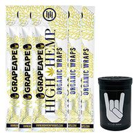 Herb Airtight Container Fresh Kettle with Organic Grape Ape Hemp Wraps Vegan Non-GMO 5 Count DC Crafts Nation - Metal