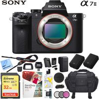 Sony ILCE-7M2/B Alpha a7II Mirrorless Interchangeable Lens Camera Body Bundle with 32GB Memory Card, Camera Bag for DSLR, Camera Battery, Battery Charger, Paintshop Pro 2018 and 40.5mm Filter Kit