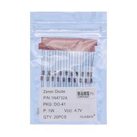 20PCS 1N4732A 1N4732 Silicon Planar Power Zener Diode 1W 4.7V DO-41 (DO-204AL) Axial Diodes 1 Watt 4.7 Volt