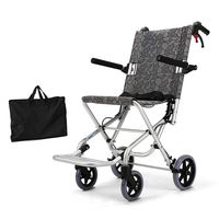 wheelchair Lightweight Transport with Handbrakes, Folding Transport Chair Portable Trolley,Equipped with a Special Handbag,Easy to Put in The Plane, on The Luggage Rack