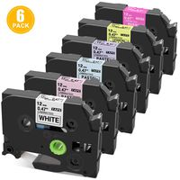 Airmall 6 Color White/Berry Pink/Pastel Purple/Blue/Pink/Lemon Yellow 12mm Compatible Embellish TZe Label Tape, 1/2 Inch for TZe-231 MQP35 MQF31 MQ531 MQE31 MQY31 for P-Touch PT-H110, PT-D210 PTD400