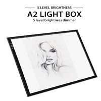 A2 Light Box Light Pad Aluminium Frame Super Thin 5mm/0.2inches Touch Dimmer 20W Super Bright LED 12V 2A Adapter