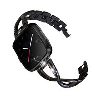 Mtozon Metal Bands Compatible with Fitbit Versa 2/Versa Lite/Versa for Women, Slim Bling Bracelet Rhinestones Breathable Wristbands, Black