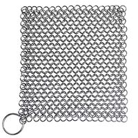 TOPBATHY Stainless Steel Cast Iron Cleaner Chainmail Scrubber Pan Scraper Cookware Accessories for Dutch Ovens Polycarbonate Skillet Grill 5x5 Inch