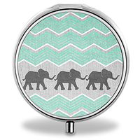 IMLONE Pill Organizer, Customized Elephant Pill Boxes with 3 Components and Mirror for Travelling and Daily Needs