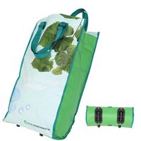 Trolley Bag with Two Rolling Wheels, Portable Shopping Grocery Foldable Cart, Reusable Lightweight Collapsible Bags for Women and Seniors Stairs Climbing (Green Leaf)