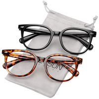 MEETSUN Blue Light Blocking Glasses for Women Men Nerd Eyeglasses Frame,Anti Eye Strain Computer Glasses for Reading/Gaming (Black + Tortoise shell / 2 PACK, 0.0)