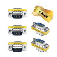 DB9 Null Modem Adapter Male to Male Gender, Serial RS232 9 Pin Connectors (5 Pack)