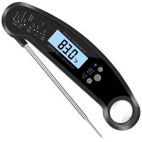 ToppKitchen Waterproof Instant Read Cooking Food Meat Grill Digital Thermometer with Long Probe Backlight for Grilling BBQ Barbecue Chocolate Candy (Black)