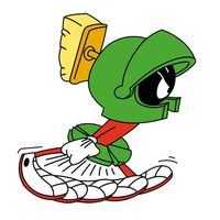 Marvin The Martian Runing OriginalStickers0478 Set of Two (2X) Stickers, Laptop, Ipad, Car, Truck, Size 4 inches on Longer Side