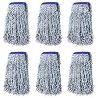 KLEEN HANDLER Nano Microbial Cut End Finish Mop | 1.25" Universal Headband, Pack of 6