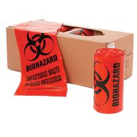 APQ Pack of 20 Red Open Ended Biohazard Liners 30 x 36. Disposable Trash Bags 30x36, Thickness 1.3 mil. Pre-printed Poly bags for packing and disposing Medical Waste. Plastic Bags for Healthcare Needs