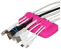 Heaviest Cable Organizer on the Market! Compact and Weighted Desktop Cord Holder and Cable Organizer, Eco-Friendly Silicone, No Bad Smell, Bundled with 4 Reusable Cable Ties! (Fuchsia Pink)