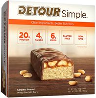 Detour Simple Whey Protein Bar, Caramel Peanut, 2.1 Ounce, 12 Count