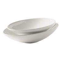Denmark White Porcelain Chip Resistant Scratch Resistant Commercial Grade Serveware, 2 Piece Nesting Deep Oval Serving Bowls
