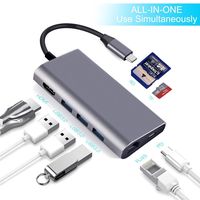 USB C Hub,8 in 1 Type C Hub Adapter with 4K HDMI,Gigabit Ethernet, Type C PD Charging Port, SD/Micro SD Card Reader, 3 Port USB 3.0 HUB for MacBook 2016/2017,Dell XPS 13, Google Chromebook and More