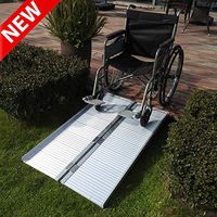 DANGRUUT Professional Portable Wheelchair Ramp, Safer Aluminum Folding Threshold Ramps, Scooter Ramp Non Slip, 500lbs Load Bearing Auxiliary Ramp w/Handle, for Outdoor Mobility and Household (4FT)