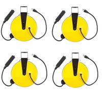 Bayco SL-800 Retractable Metal Cord Reel with 3 Outlets - 30 Foot (Pack of 4)