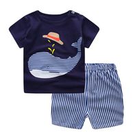 Hot!Baby Clothes Set Todaies❤2pcs Newborn Infant Baby Boys Girls Cartoon Whale Tops Shirt+Pants Outfits Set (18-24M, Blue 1)