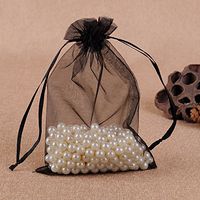 MELUOGE 100pcs 5X7 Inches Organza Drawstring Jewelry Pouches Bags Party Wedding Favor Gift Bags Candy Bags (Black)
