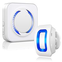 Motion Sensor Detector Chime Alert - BISTEE Wireless Motion Detector 500ft Range with 52 Chime Tunes 4 Sound Level LED Indicator 1 PIR Sensor and 1 Receiver for Store Entry Alert, Home Driveway Alarm