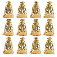 50 PCS Mini Elegant Drawstring Gift Candy Bags Christmas Tree Pendant Pouches for Christmas Ornaments Wedding Party Favor Gift Jewelry Daily Cosmetic Gold