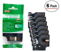 6/Pack LM Tapes - Premium LM-45024 1/2" Gold on Black Compatible Label Maker Tape, Replaces Dymo 45024 D1 Label Tape 12mm