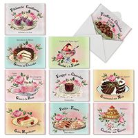 The Best Card Company - 10 Blank Food Note Cards Boxed (4 x 5.12 Inch) - All Occasion Assortment, Bulk Set - French Treats M4213OCB-B1x10