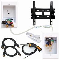 "PowerBridge Solutions ONE-CK-IKH2TVMS Single Outlet Cable Management System with Flat Screen LED TV Mount for 17-Inch to 37-Inch Television Screens Plus HDMI Cables, Cable Puller, and Drywall Saw"