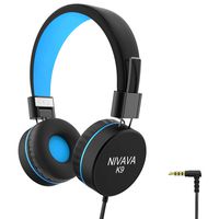 Nivava K9 Kids Headphones for Children Boys Girls Teens Wired 85dB Volume Limited Foldable Lightweight Stereo On Ear Headset for iPad Cellphones Computer MP3/4 Kindle Airplane School (Black&Blue)