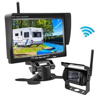 Backup Camera and Monitor Kit 7'' HD 720P Monitor Kit Easy Installation for Cars,Trucks,Pickups Waterproof Night Vision Rearview Camera System Reverse Continuous Use Grid Lines