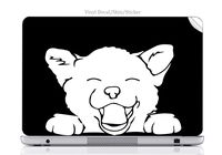 Laptop VINYL DECAL Sticker Skin Print Smiley Happy Puppy Dog Black Background fits Latitude E6430