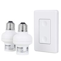DEWENWILS Remote Control Light Socket, 1 Wall Mounted Switch and 2 Bulb Base, No Wiring Required, Wireless Light Switch and Receiver Set, Expandable, ETL Listed, White