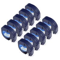 Replace DYMO LetraTag Plastic Label Tape Refills 91331 S0721660 Black on White 12mm x 4m (1/2 Inch x 13 Feet) 10 Pack