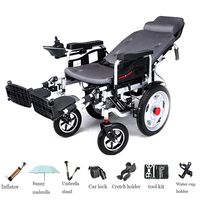 DONGBALA Foldable Electric Wheelchair, Power Wheelchair Elderly Scooter Reclinable Backrest Manual/Electric Double Switch Lithium Battery Powered for Disabled People Hemiplegic Patients(Grey)
