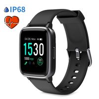 Glymnis Smart Watch Fitness Tracker IP 68 Waterproof Fitness Watch Activity Tracker with 1.3" Full Touch Color Screen with Heart Rate Monitor Sleep Monitor Step Calorie Counter (Black)