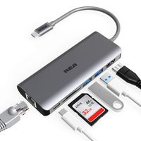 USB C Hub, RCA 6 in 1 USB C Adapter with Ethernet, 4K HDMI, USB C Power Delivery, 2 USB 3.0 Ports, SD Card Reader, Portable Hub for MacBook Pro and Other Type C Laptops