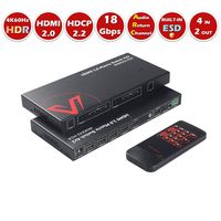 AV Access HDMI Matrix 4x2 4K@60Hz 4:4:4 HDR Dolby Vision ARC CEC SPDIF 5.1CH, 3.5mm Stereo Audio - Scaler 4K 1080P Synch, HDCP 2.2 HDMI 2.0 Matrix 18Gbps with IR Remote API RS232 4 in 2 Out