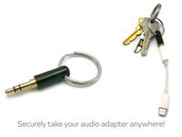 Cardinal Unlimited Headphone Adapter Keychain - Black - Compatible with iPhone X, iPhone 8/8 Plus, iPhone 7/7 Plus, Google Pixel/XL