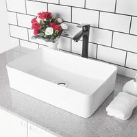 GhomeG 19"x15" Bathroom Rectangle Above White Porcelain Ceramic Vessel Vanity Sink Art Basin