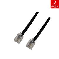 Short Phone Line Cord Fax DSL ADSL Modem Landline Small RJ11 Telephone Cable 6P4C (2 Pack) Universally Compatible