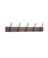 AmazonBasics Wall Mounted Coat Rack, 5 Standard Hooks, Set of 2, Walnut