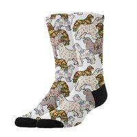 YEAHSPACE Women Girls Floral Newfoundland Dog Anti-Slip Soft Cotton Crew Socks Winter Socks Athletic Socks - Colorful Fancy Crazy Design