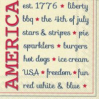 Ideal Home Range 40 Count 3-Ply Beverage Drink Dessert Patriotic Paper Cocktail Napkins, America