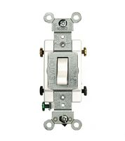 Leviton CS215-2W 064-Cs215-02W Grounded Toggle Switch, 120/277 Vac, 15 A, 2 P, White