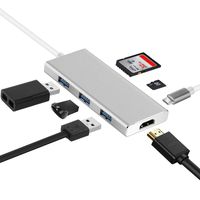 USB C Dock,Leyeet USB C Hub Aluminum 7 in 1Usb C Multiport Adapter 4K HDMI Output,USB-C 100W Power Delivery,3 USB 3.0 Ports,SD/Micro Card Reader for USB C Devices (Silver)