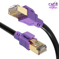 Cat 8 Ethernet Cable 10 ft, JewMod 26AWG Lastest 40Gbps 2000Mhz SFTP Patch Cord, Heavy Duty High Speed Cat8 LAN Network RJ45 Cable- in Wall, Outdoor, Weatherproof Rated for Router, Modem, PC, Gaming
